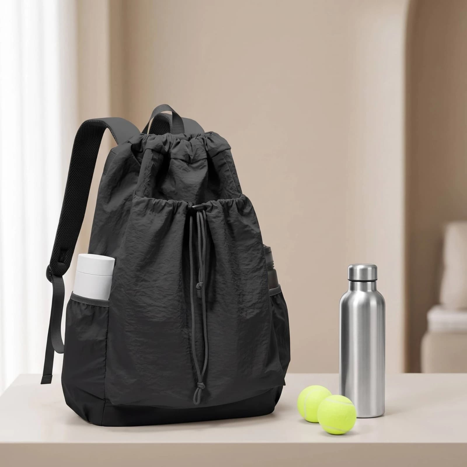Tennis Backpack with Racket Compartment Waterproof Tennis Backpack Racket Bag Adjustable Sturdy for Commuters, Outdoor Sports