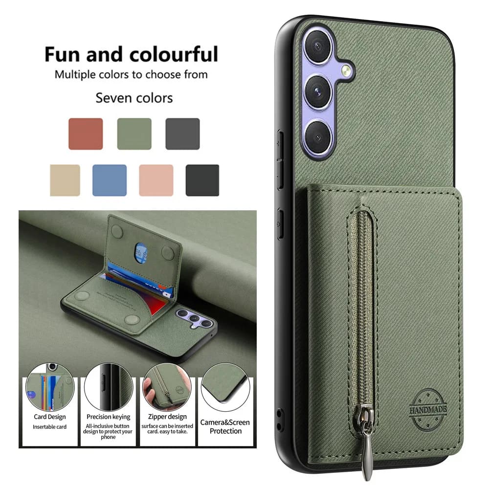 Custodia di Lusso 4G 5G in Pelle RFID con Porta Carte per Samsung Galaxy A57 A17 A07 A56 A36 A16 A55 A54 A24 A25 A15 A05 Etui