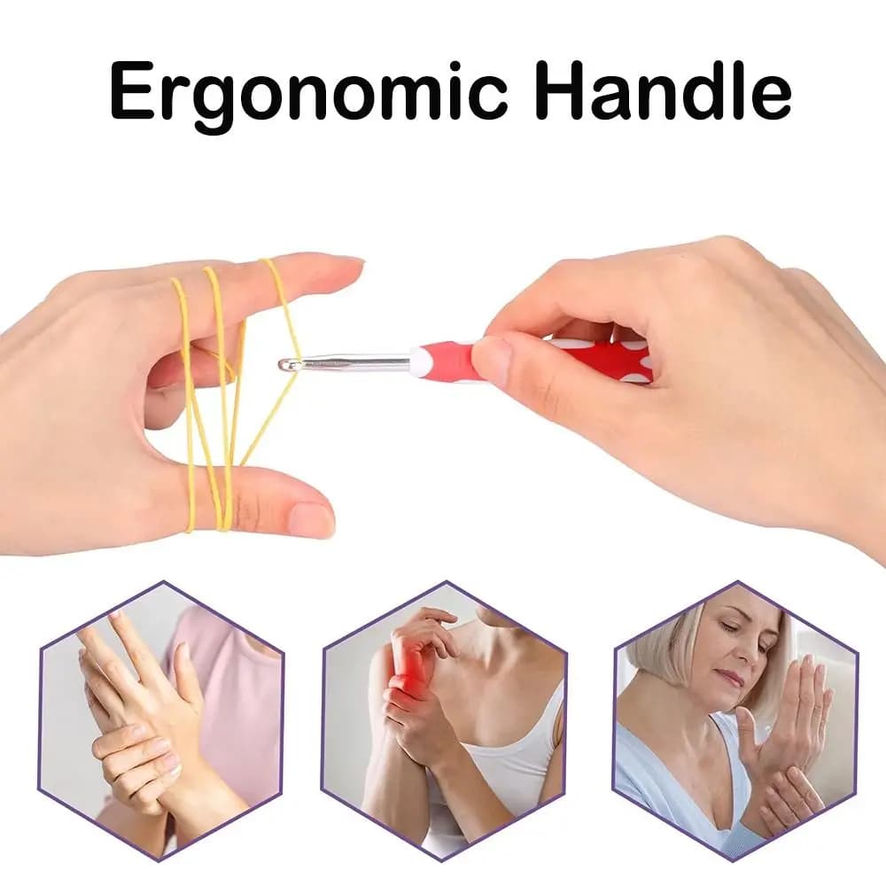 Aghi per maglieria con manico in gomma fai-da-te Aghi per uncinetto multidimensione lunghi Strumento per tessitura Accessori per cucire fai-da-te