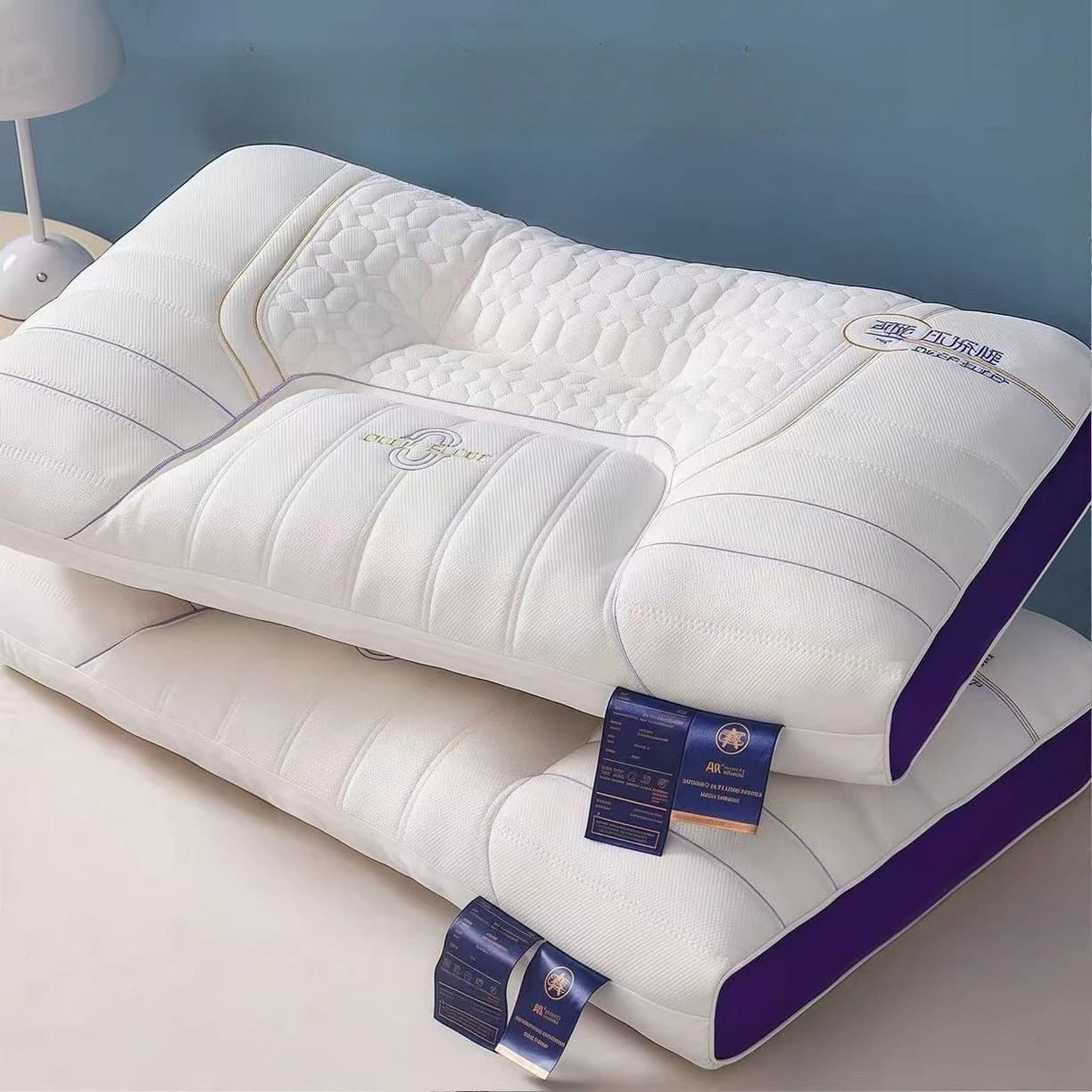 Zero Pressure Cloud Pillow Ergonomic Cervical Neck Support Orthopedic Sleeping Pillow for Home Hotel Travel Breathable Comfort