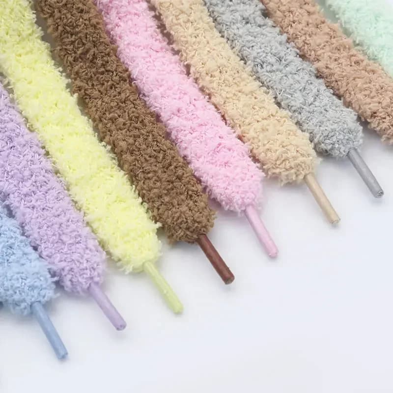 Coolstring Alla Moda 1.5 cm di Larghezza Piatto Peluche Asciugamano Grandi Lacci Grasso Soffici Fuzzy Casual Sneaker Lacci per Le Donne Della Signora Scarpe Lacet