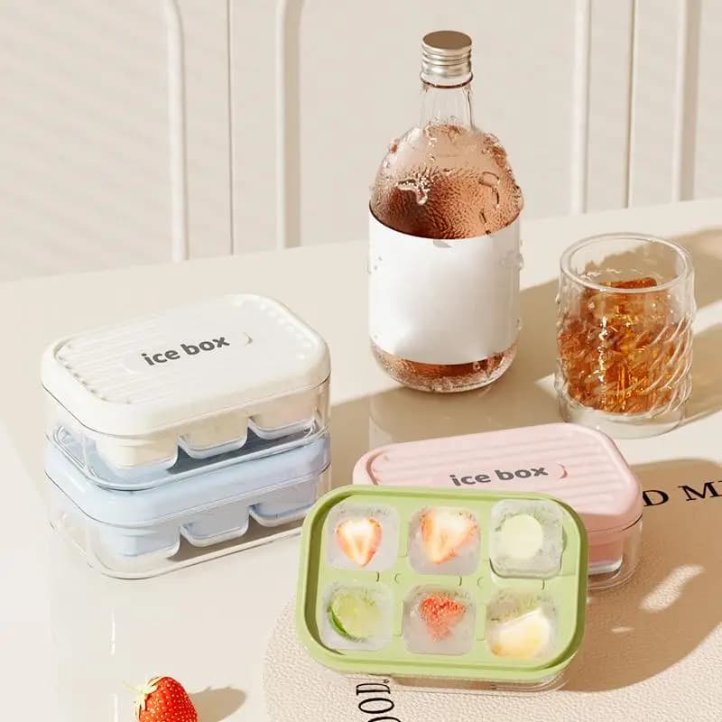 Mold with Lid 6 Grids Soft Silicone Easy Release Tray for Coffee Tea Iced Drinks Kitchen Bar Home Use