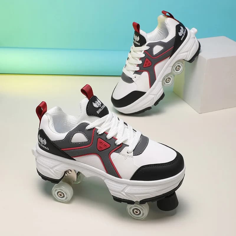 Scarpe da Pattinaggio con Freno per Ragazzi e Ragazze, Ruote Retrattili Automatiche a 4 Rotelle, Sneakers Alte da Esterno, Regalo Ideale