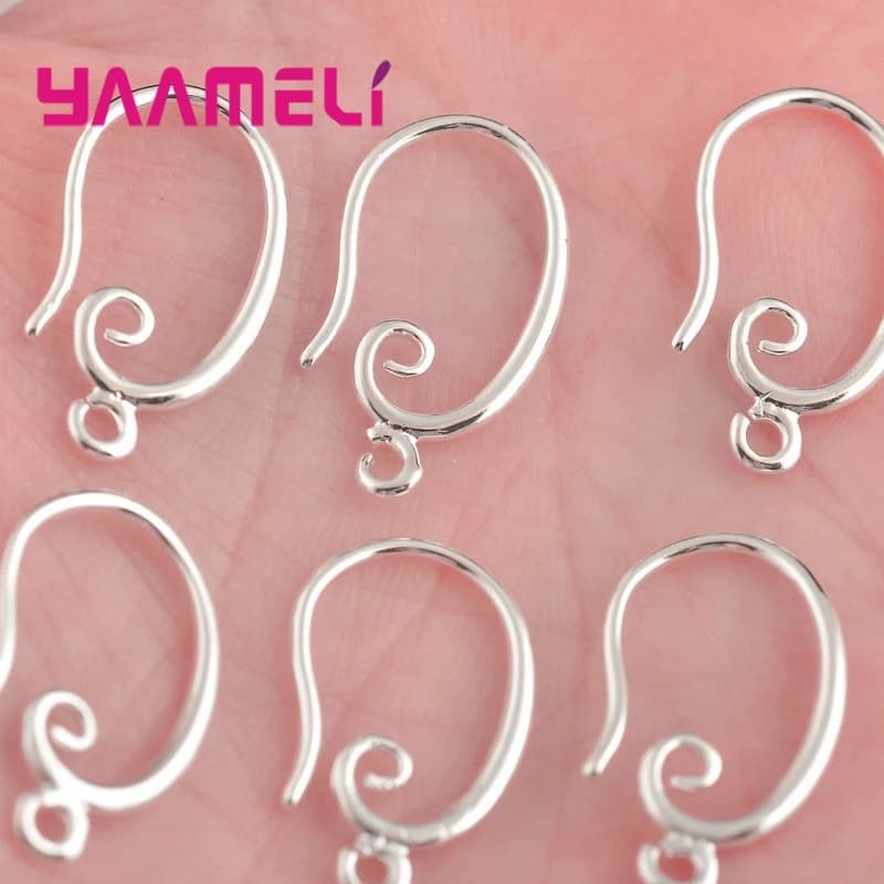 Commercio all'ingrosso 50 pz 925 Sterling Silver Gancio Orecchino Fatto A Mano Che Fanno Componenti Earwire Gioielli FAI DA TE Trovare Accessori