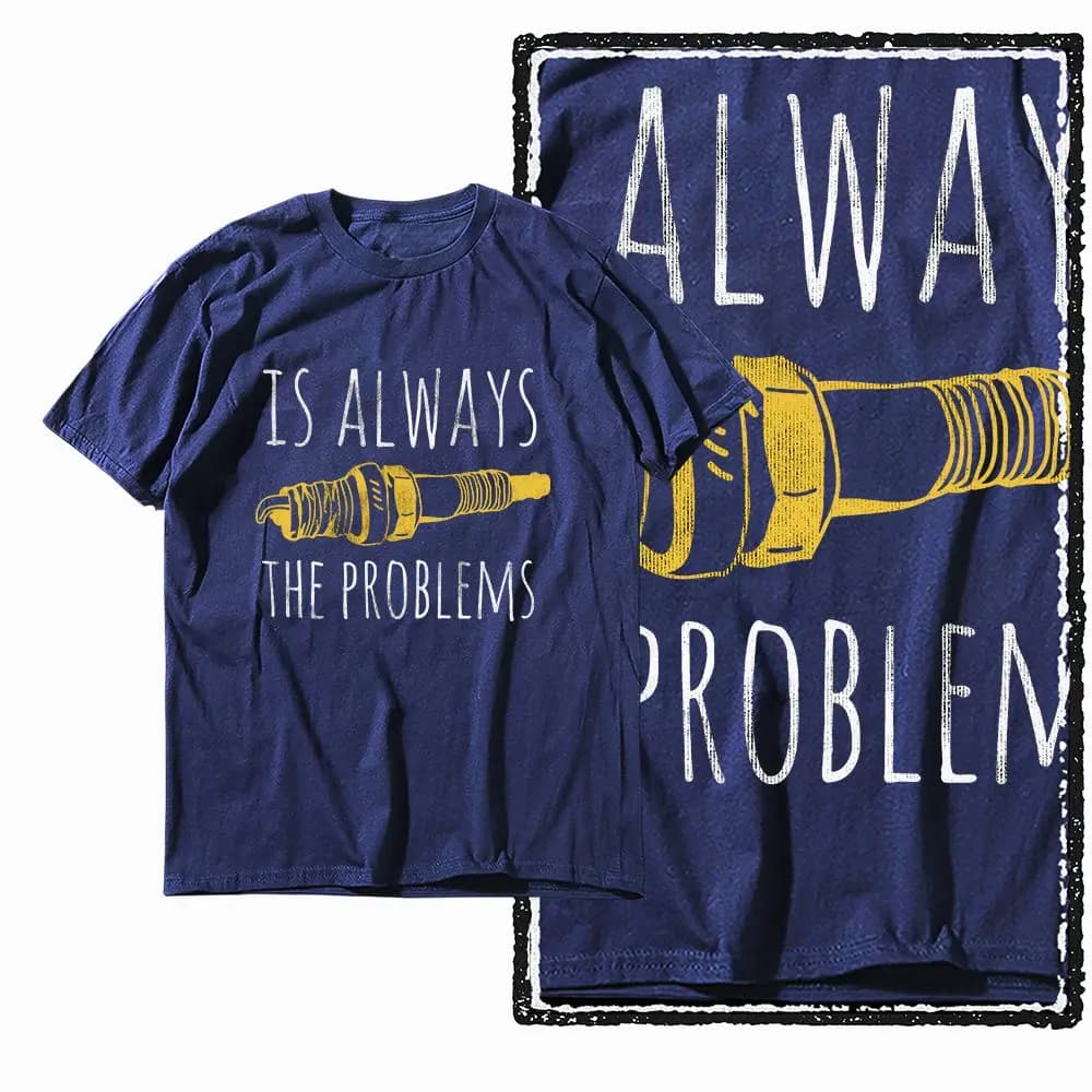 T-shirt grafica da uomo con tema auto di grandi dimensioni G11 NAVY in cotone | T-shirt da uomo streetwear cool con scollo a O