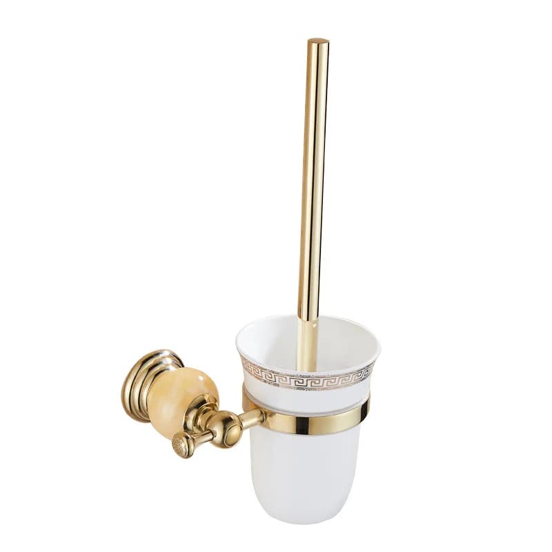 Gold-plated Stainless Steel Hangers, European-style Gold-plated Yellow Jade Toilet Brushes, Bathroom Toilet Brush Hangers