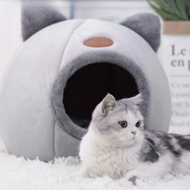 Cuccia per Gatti a Forma di Testa di Gatto, Nuova Cuccia Semi-chiusa in Pile Heattech 2026, Letti per Cani e Gatti
