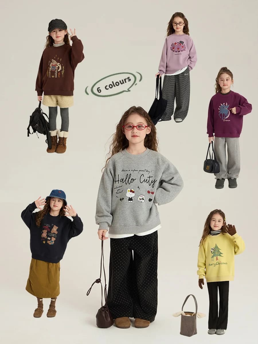 Felpa con Cappuccio in Cotone Stampato Felpato per Bambini/e Primavera Autunno, Maglione per Bambini/e 2-12 Anni, Top per la Scuola