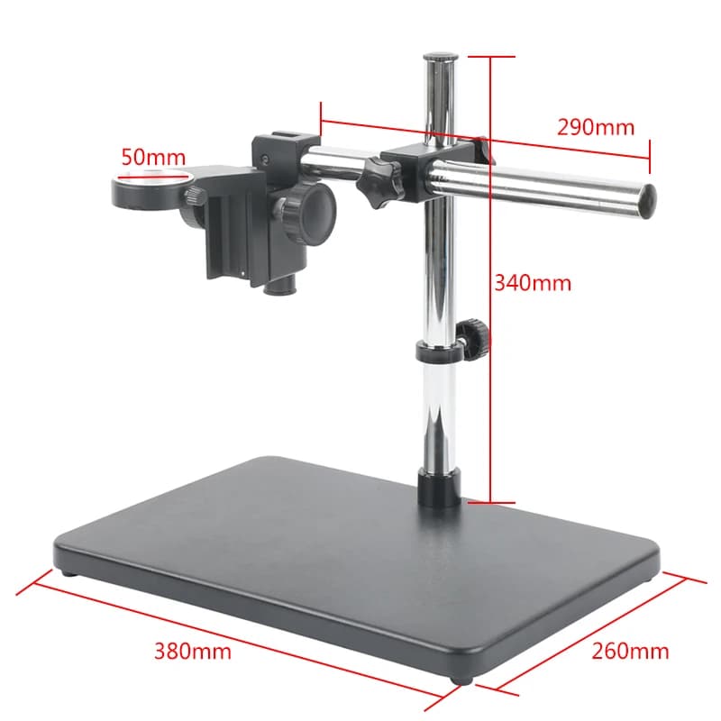 Anello di messa a fuoco da 50 mm Staffa per braccio con braccio regolabile Supporto per braccio da tavolo in metallo Supporto per fotocamera per microscopio video USB HDMI VGA industriale