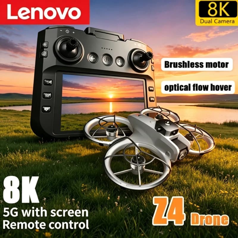 Drone Lenovo Z4 con Motore Brushless, Schermo di Controllo, Doppia Fotocamera HD 8K, WIFI 5G, GPS, Evitamento Ostacoli Intelligente per Fotografia Aerea