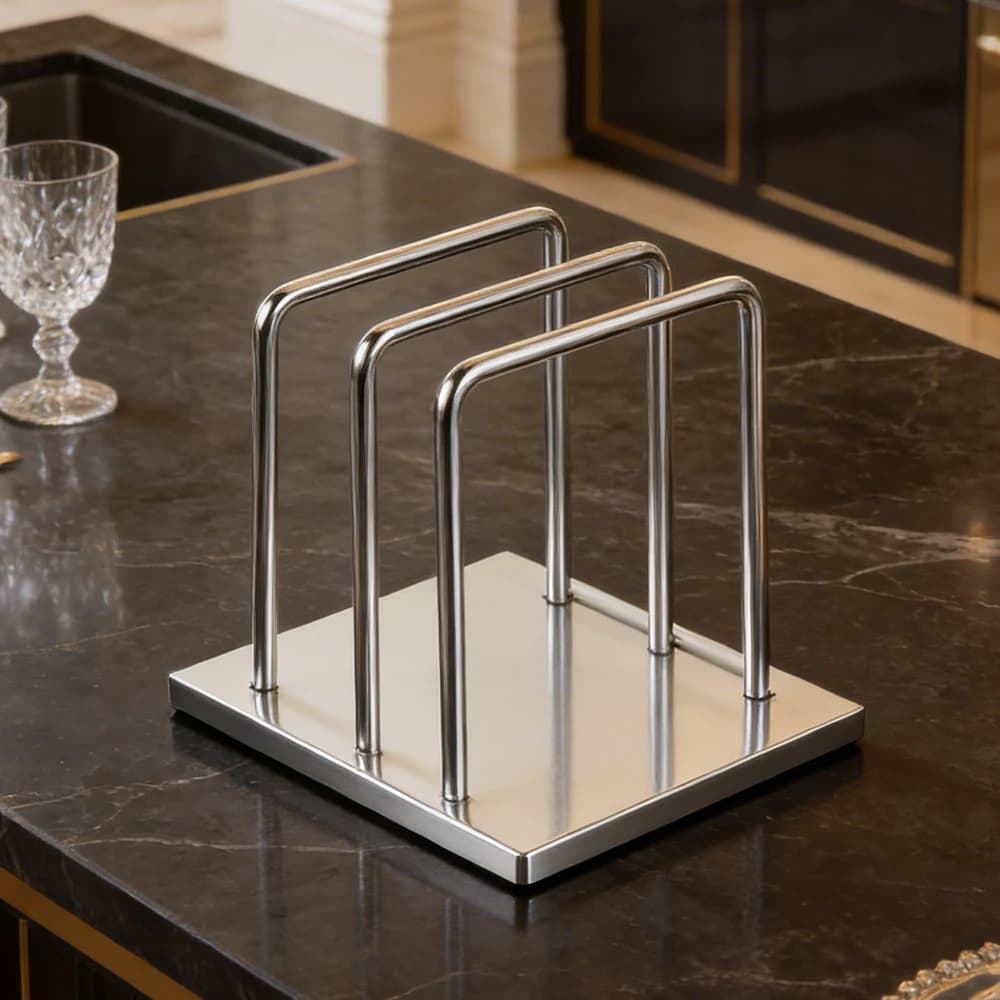 Scolapiatti da cucina in acciaio inossidabile, organizer salvaspazio, elegante supporto da banco per tagliere e coperchi, scolapiatti per piatti