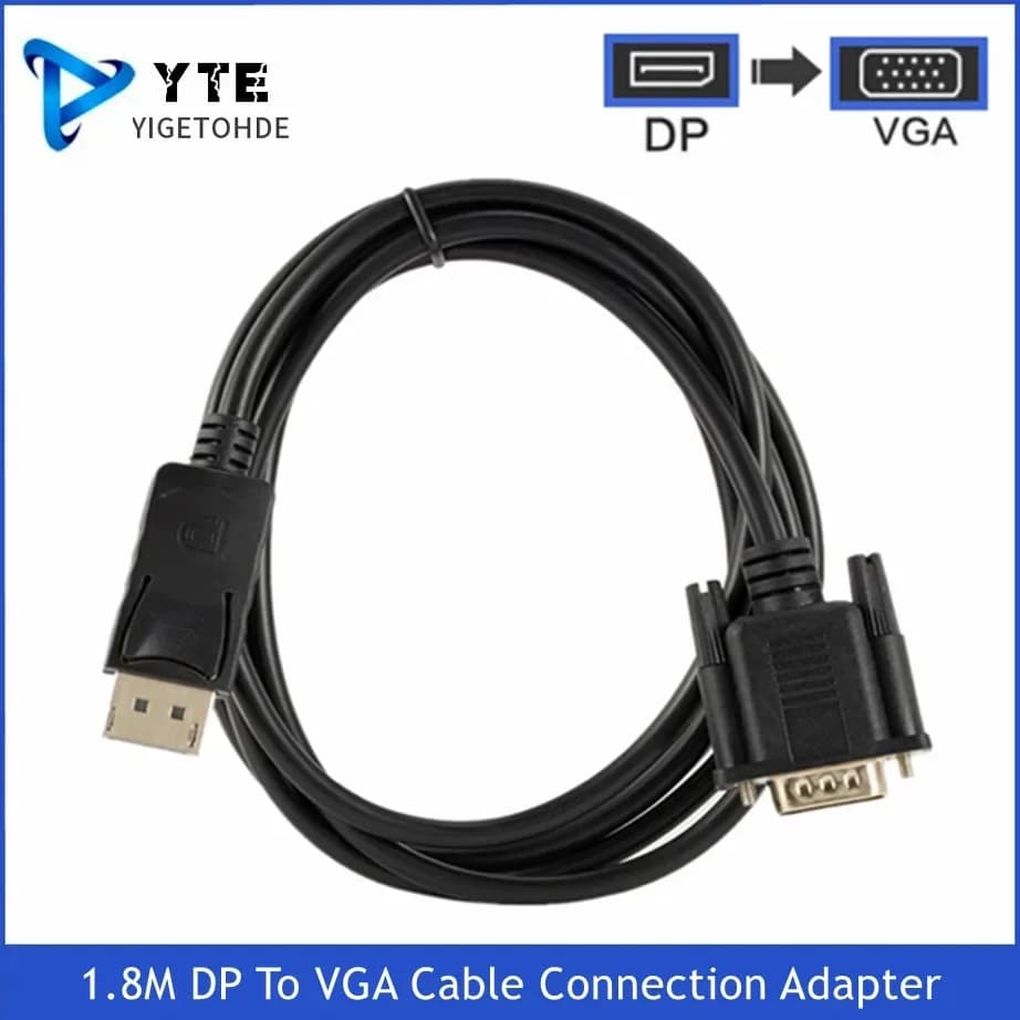 YIGETOHDE 1.8M DisplayPort DP a VGA Cavo Maschio a Maschio Display Port Adattatore di Collegamento VGA 1080P Per HDTV PC Laptop Proiettore
