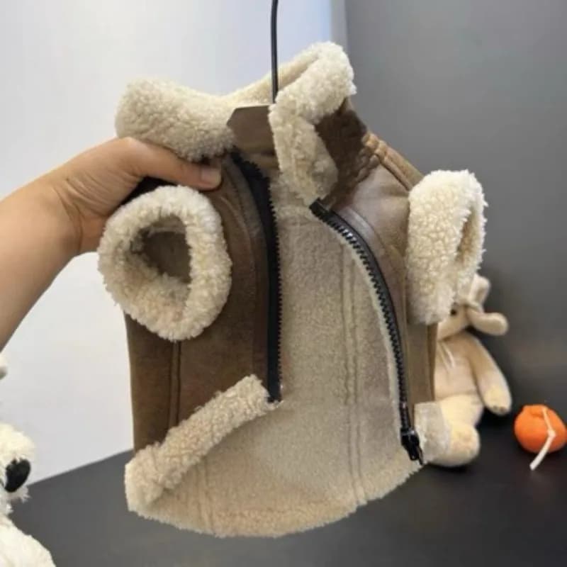 Gilet imbottito per animali domestici Vestiti per cani in tinta unita Teddy Cappotto invernale in cotone caldo Giacca senza maniche per cani di piccola taglia con fibbia di trazione