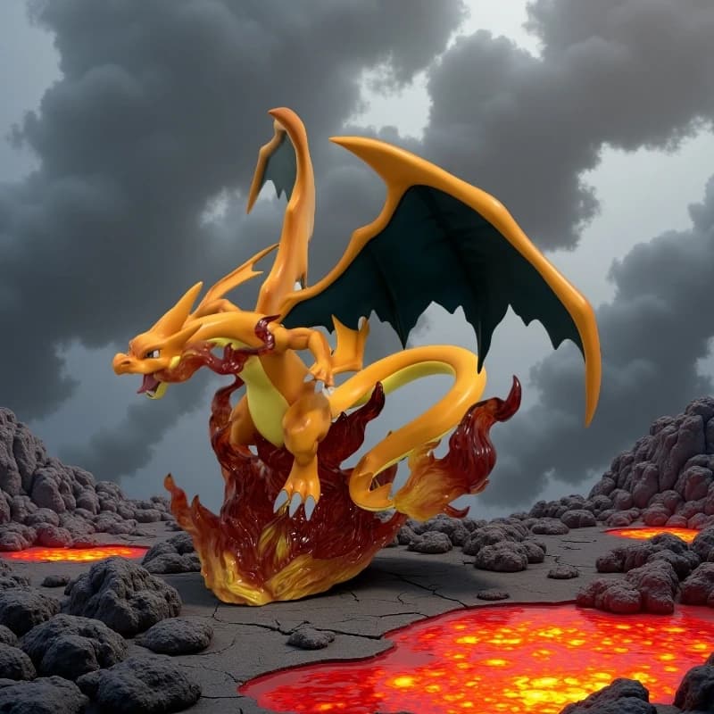 Pokemon Figure Charizard Figure Emit Light Charizard Statua Modello Collezione di bambole Decorazione da scrivania Giocattolo per bambini Regalo di compleanno