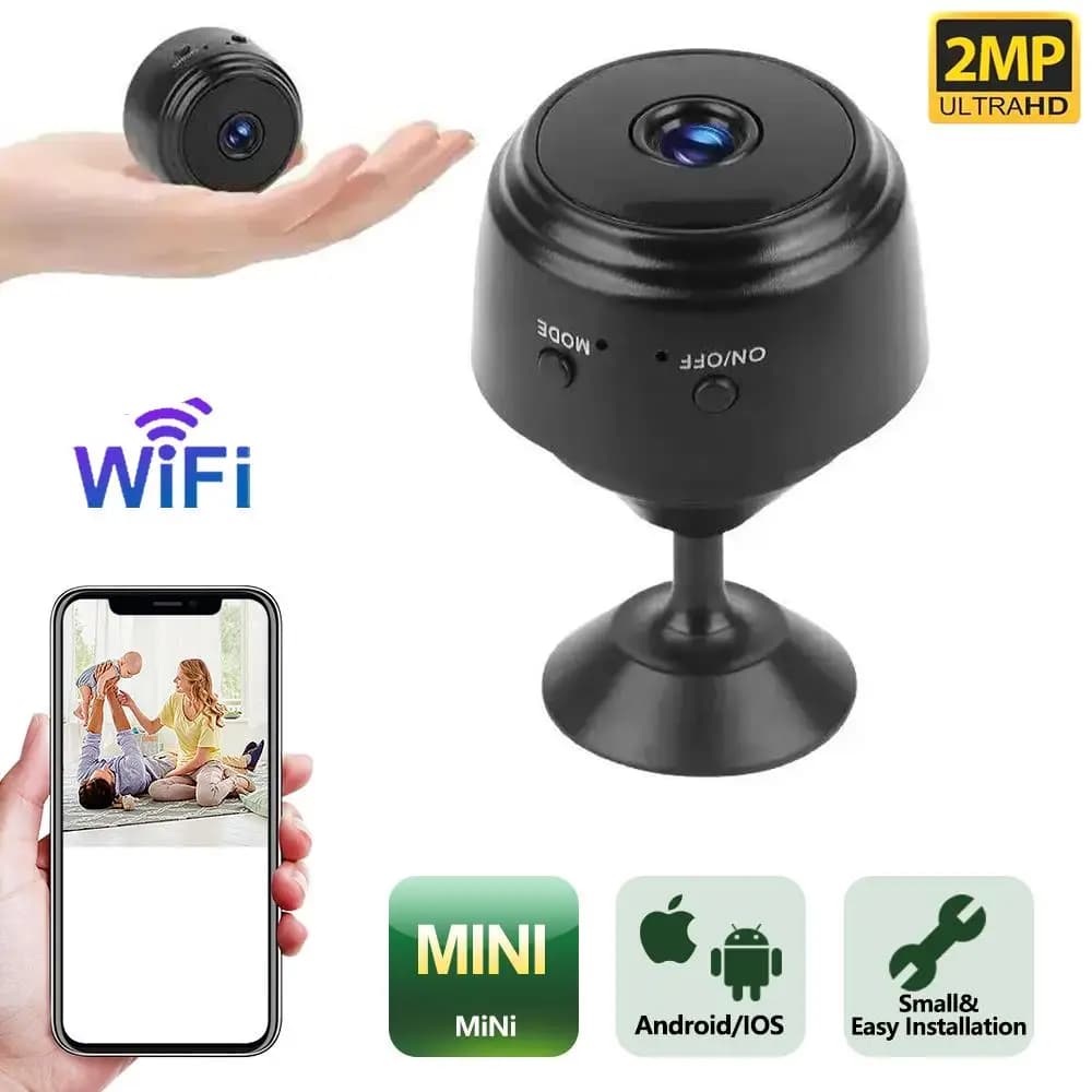 Mini Telecamera WiFi Wireless per Registrazione Video, Protezione e Sorveglianza, Monitoraggio Smart per Casa, Ufficio, Bambini e Animali Domestici 1080p