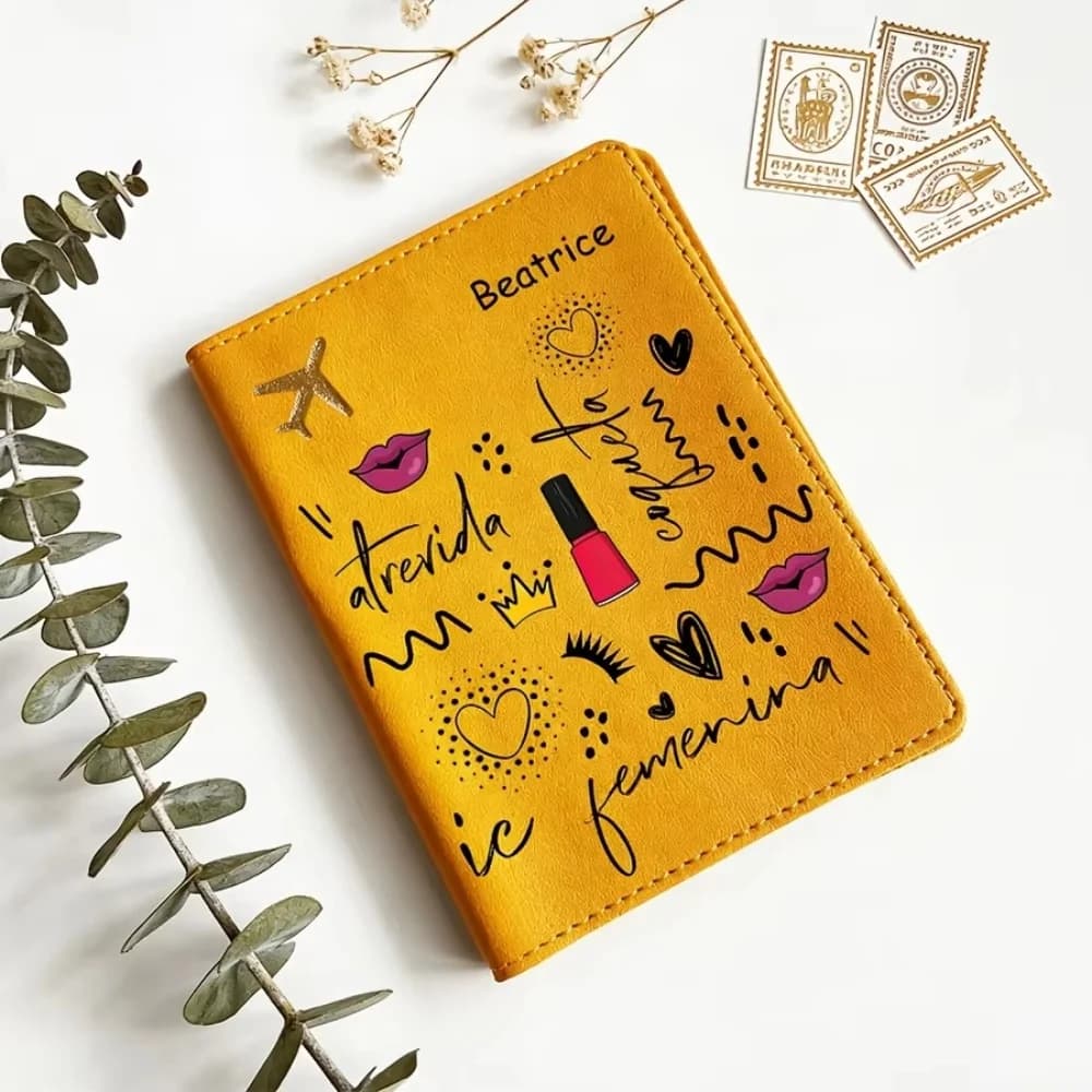Customizable Text Name Passport Holder,Fashion Letter Pattern Case, Lightweight Portable Wallet Ideal for Travel & Daily Outings