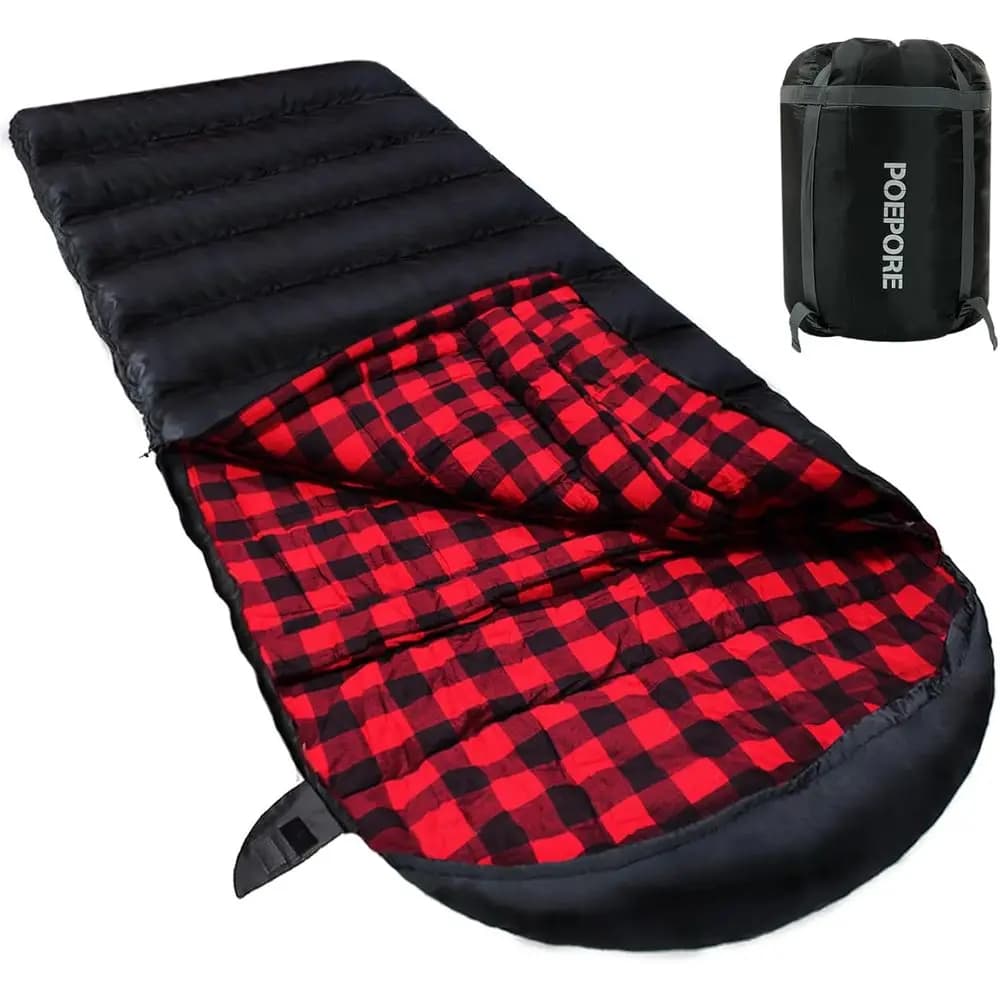Sacco a Pelo Invernale Oversize XXL 100% Cotone per Adulti, Ideale per Campeggio in Climi Freddi e Taglie Grandi