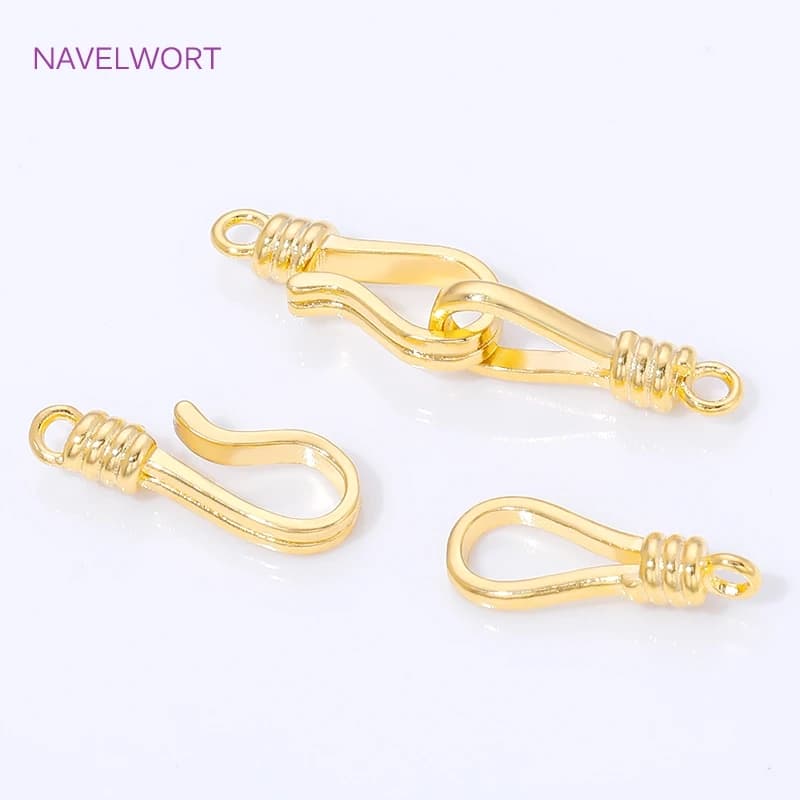 Chiusure placcate oro 18 carati da 33 mm*6,5 mm per gioielli, connettori terminali in ottone per la creazione di braccialetti, materiali fai da te per gioielli