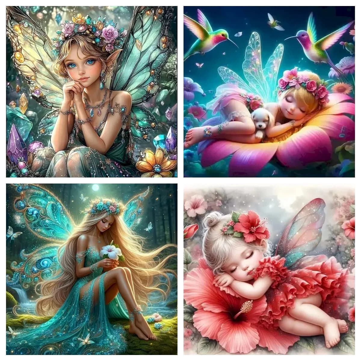 Kit Fai-da-Te per Pittura Diamante: Ragazza Elfo Cartoon, Ricamo a Punto Croce con Diamanti, Immagini in Strass, Mosaico Decorativo per Casa
