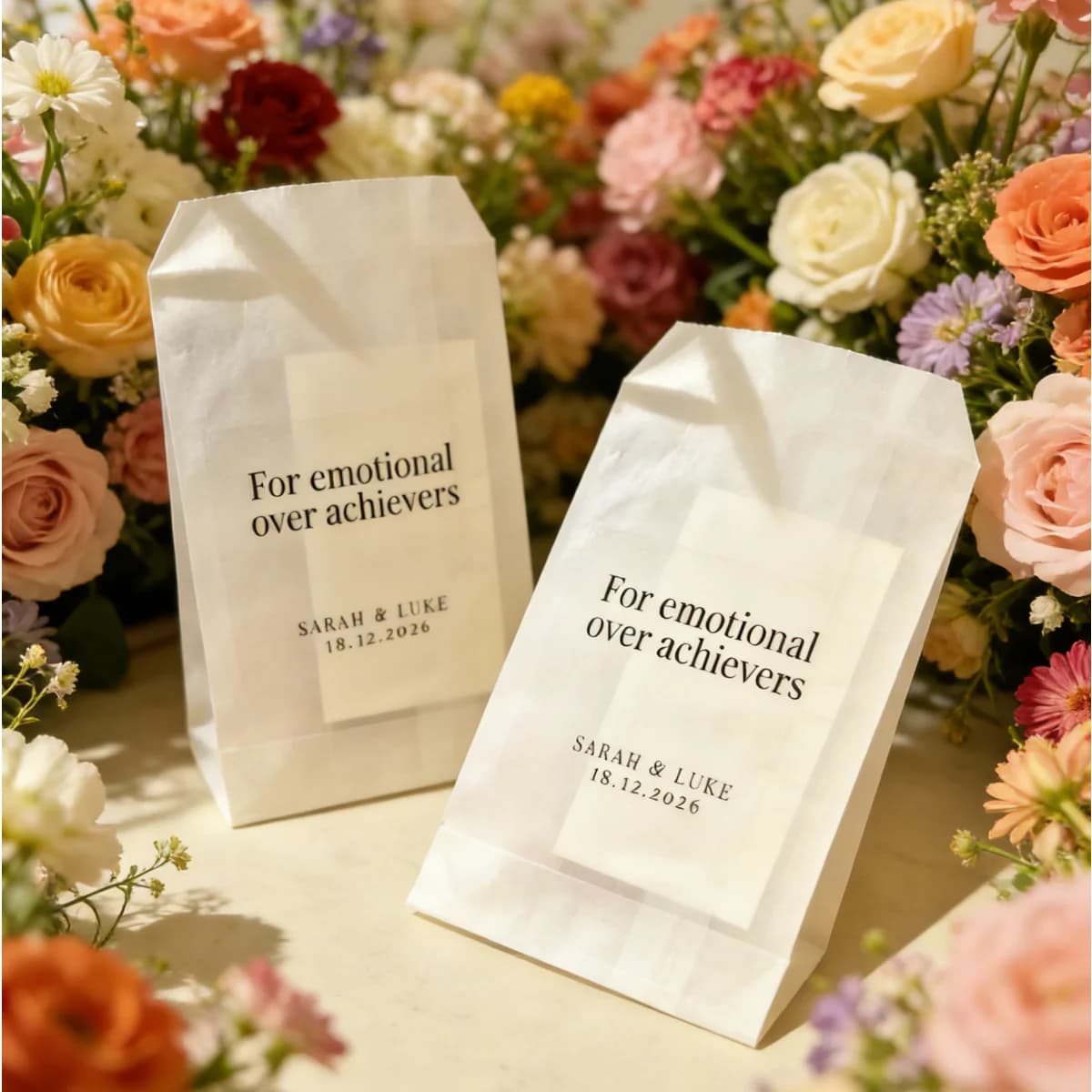 Bomboniere per Cerimonia Nuziale: Confezione da 10 Fazzoletti Personalizzati 'Happy Tears' per gli Invitati