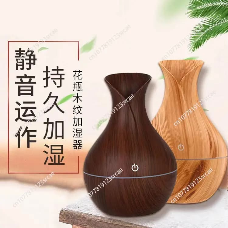 130ml Wood Aroma Diffuser - USB Mini Essential Oil Humidifier (Ultrasonic Cool Mist, 7-Color LED Mood Light, Auto Shut-Off）