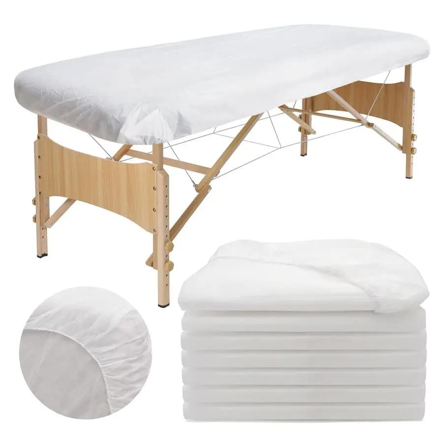 Rngwaper 50 Pieces Sheets Disposable for Massage Cot, Elastic Bed Sheets for Massage, Breathable Spa Bed, 36 x 85 Inches