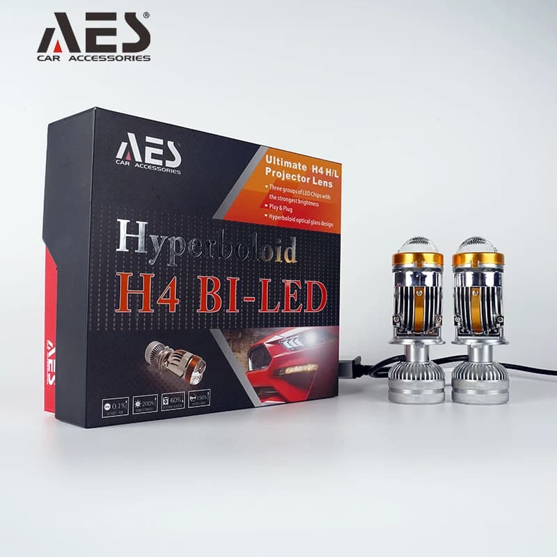 AES Mini faro Biled H4-3 Lente per proiettore Faro per moto a LED di piccole dimensioni con abbaglianti e abbaglianti e installazione con spina