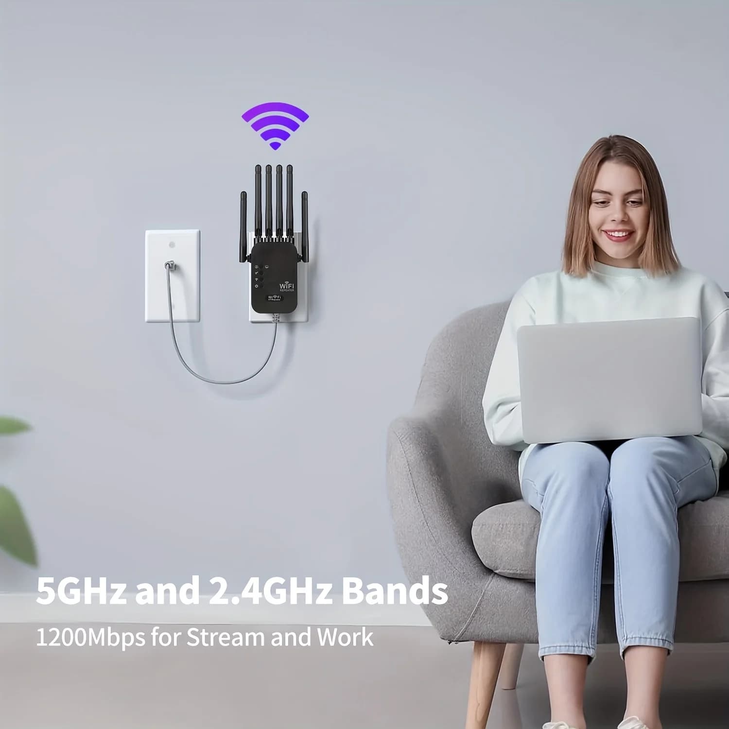 Ripetitore WiFi con doppia interfaccia di rete, ripetitore WiFi 6, amplificatore di segnale, router, booster di segnale 300Mbps