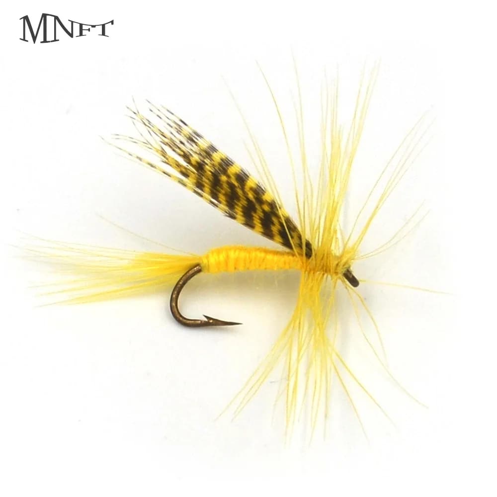 MNFT 10 PZ 12 # Yellow body Light feather Fly fishing Mosques Spindle throw bait for artificial insects