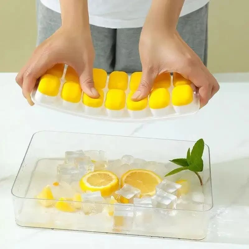C 1Pcs Silicone Square Molds 14 Cube Easy Release Tray Mold With Lid Summer Kitchen Bar DIY Iced Cocktail Freeze Tool
