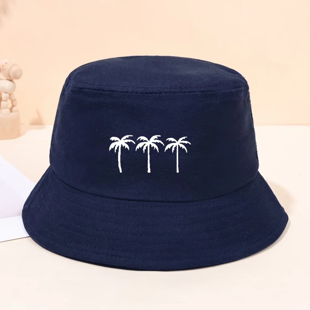 Cappello da pescatore neutro con stampa albero di cocco | Leggero ed Elegante per Abbigliamento Casual, Perfetto per Uscite Estive e Vacanze al Mare