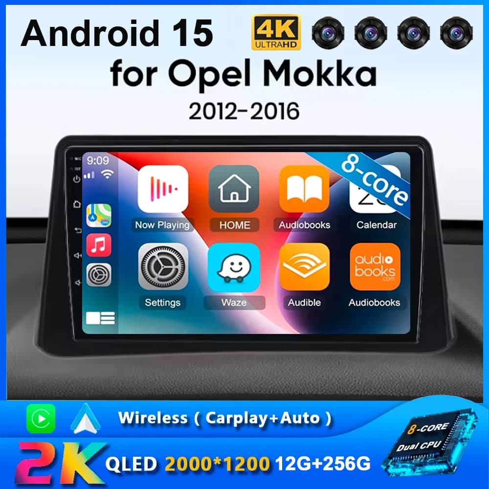 Autoradio Android 15 per Opel Mokka 1 2012-2016, Lettore Multimediale Stereo Video, Auto Carplay, 4G WIFI, Navigazione GPS, Telecamera 360