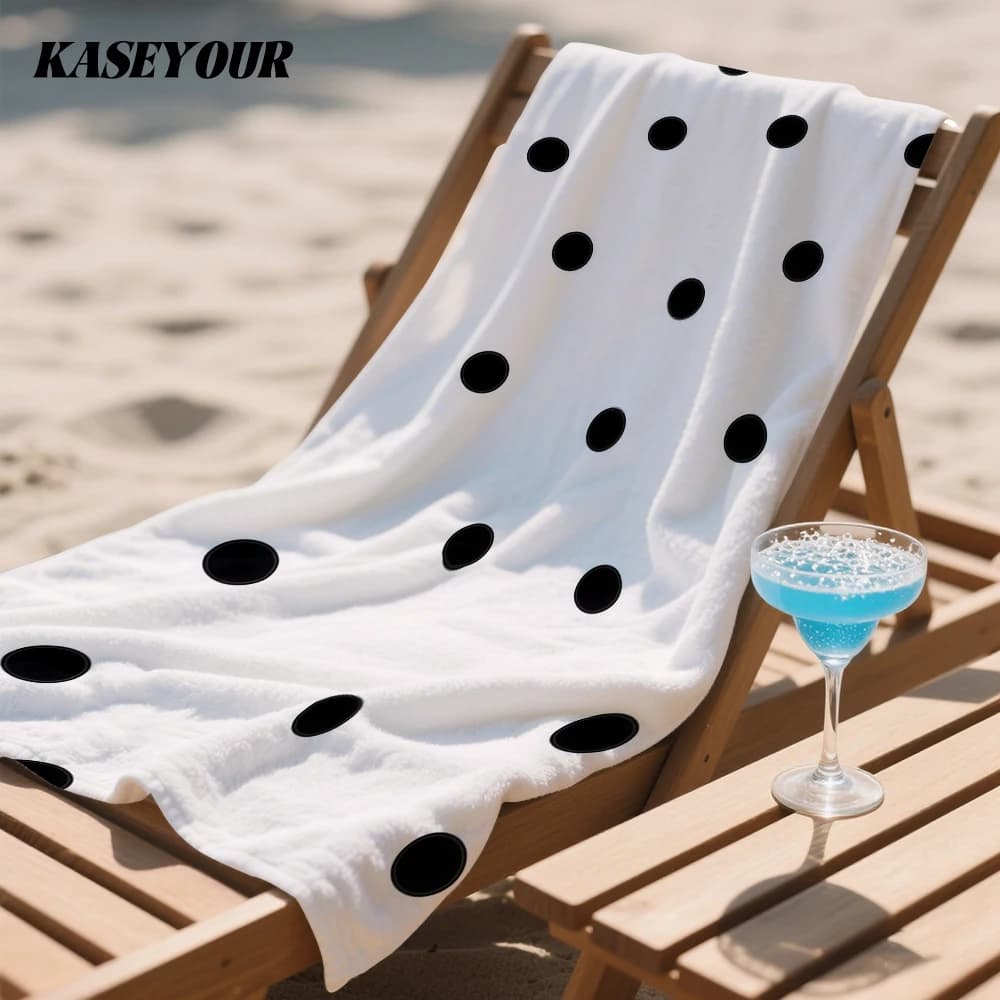 Irregular Black Polka Dots Compact Travel Beach Towel Super Absorbent Sand Resistant, Microfiber for Swimming Camping Yoga