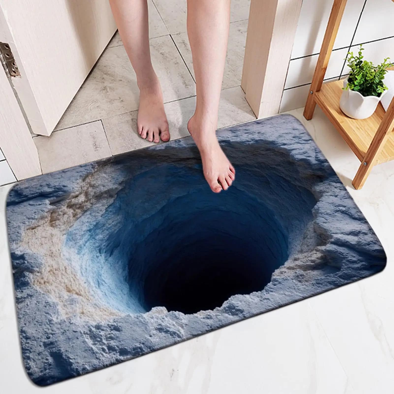 Tappetino assorbente per bagno Tappeti da ingresso antiscivolo Tappeti da bagno con design visivo 3D ad asciugatura rapida per la porta d'ingresso della cucina di casa