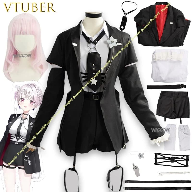 Nijisanji VT Kanzaki Haruka Cosplay Costume da Gioco Collezione 3 Pezzi Singoli Manica Lunga Elegante Lavabile a Mano Jirai Kei Halloween