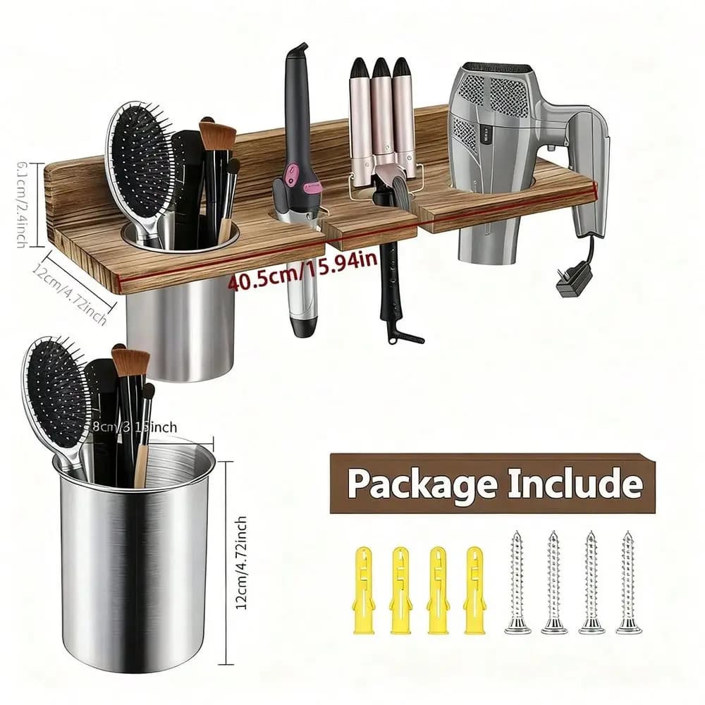Supporto per asciugacapelli da bagno, porta asciugacapelli, portaoggetti per accessori per la cura dei capelli da bagno