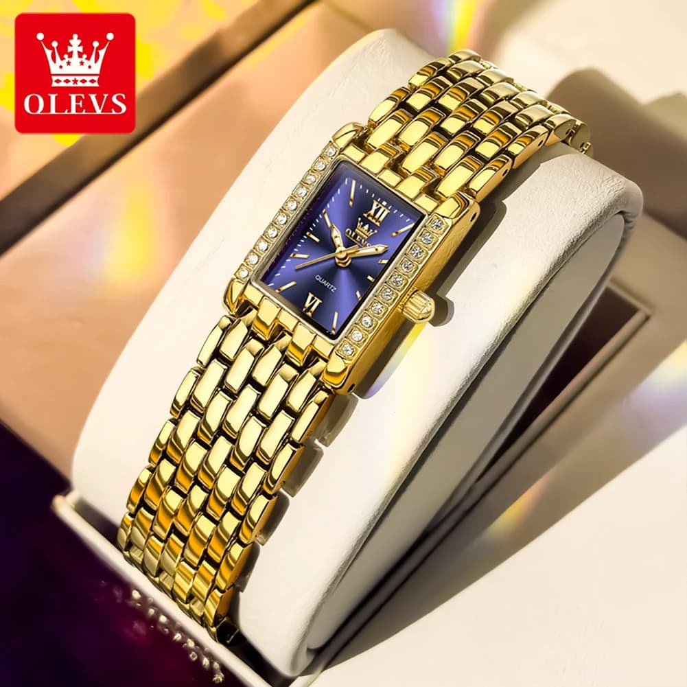 OLEVS 3700 Orologio da donna elegante Movimento al quarzo originale Orologio da donna impermeabile con cinturino in acciaio inossidabile in oro massiccio