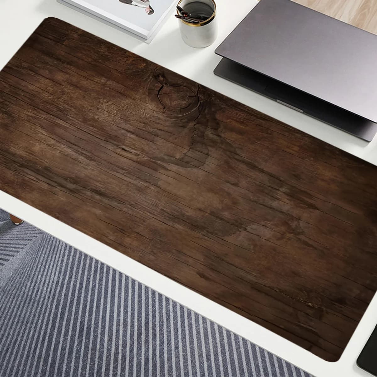 Tappetino per mouse effetto legno, tappetino per mouse grande da scrivania per accessori computer e laptop, antiscivolo, per ufficio e gaming, tappetino per mouse da scrivania