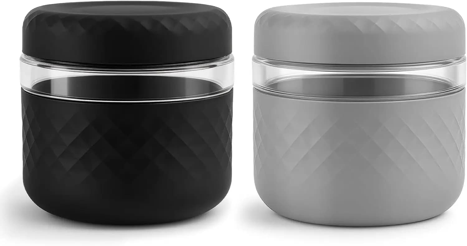 Contenitori in Vetro per Pranzo da 24 oz con Coperchi, Ermetici e Adatti al Microonde, Senza BPA per Preparazione Pasti
