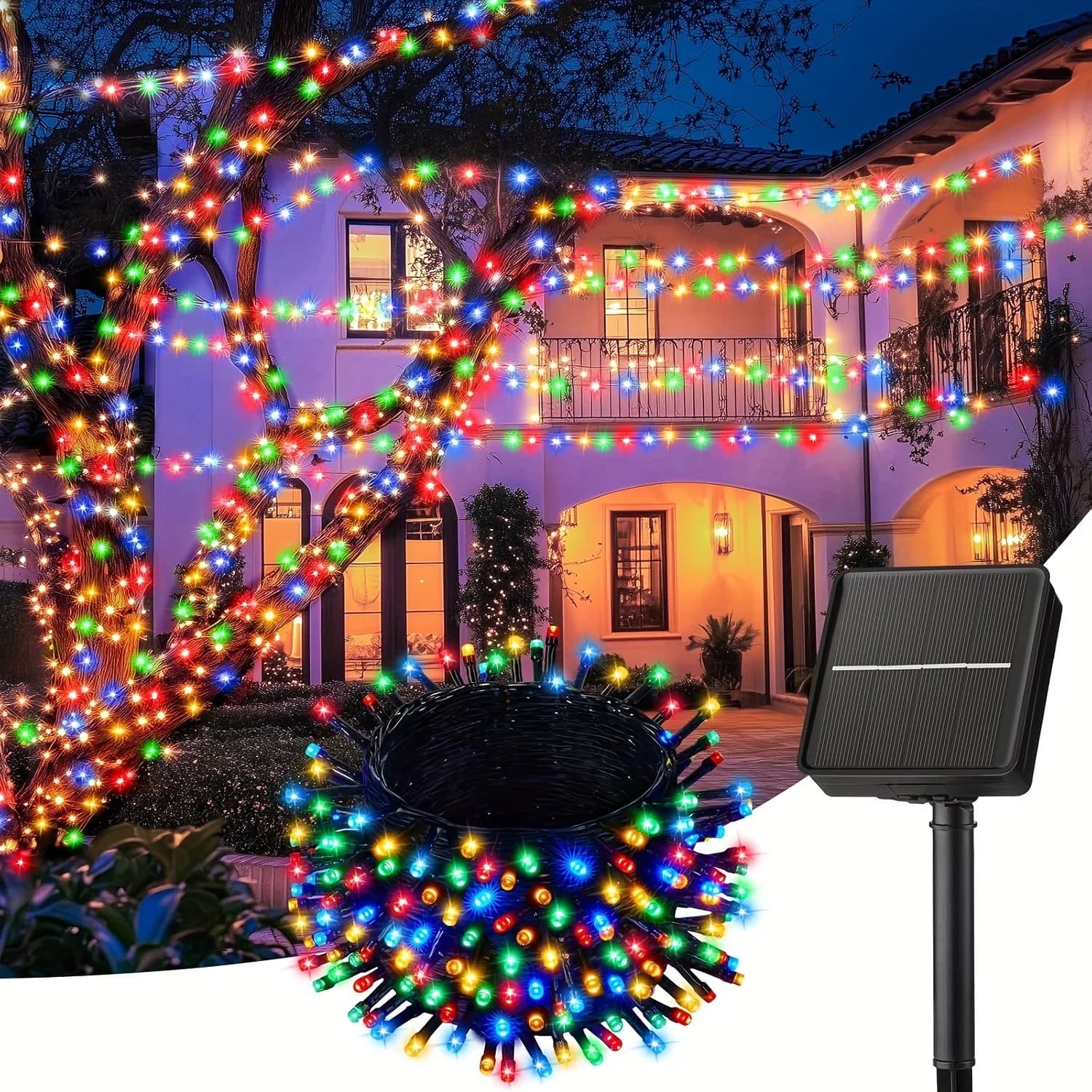 Luci a stringa a LED solari Lucine da giardino per esterni 8 modalità di illuminazione Lampada da campeggio solare per cortile Patio Matrimonio Decorazioni natalizie