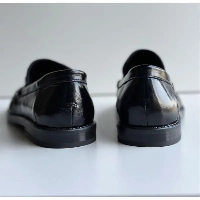 Dave&di Scarpe minimaliste britanniche in vera pelle con punta tonda e fibbia, comode scarpe da donna, scarpe da donna, mocassini