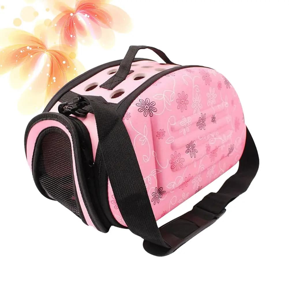 Borsa da Trasporto per Animali Domestici Elegante Piccola Rosa per Cani, Zaino da Viaggio Traspirante in Rete Comodo per Cuccioli, Borsa da Trasporto per Esterni con Parte Anteriore in EVA