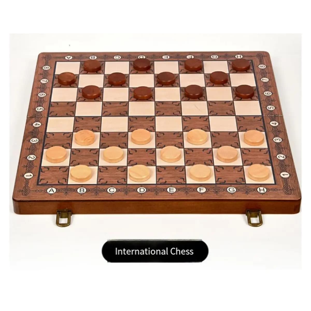 11·11COUPON 2-in-1 Foldable Magnetic Wooden Chess & Checkers Set, Portable Storage Board Tabletop Puzzle Game Toy