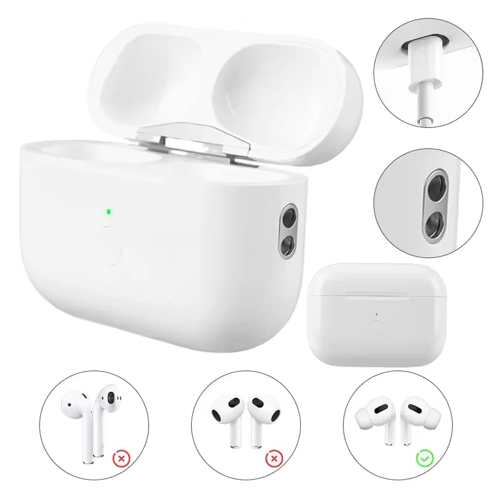 Wireless Charging Case for Airpods Pro 1 and 2 Replacement Basic Charger Box iOS/Type C 450mAh with Bluetooth Mating Button