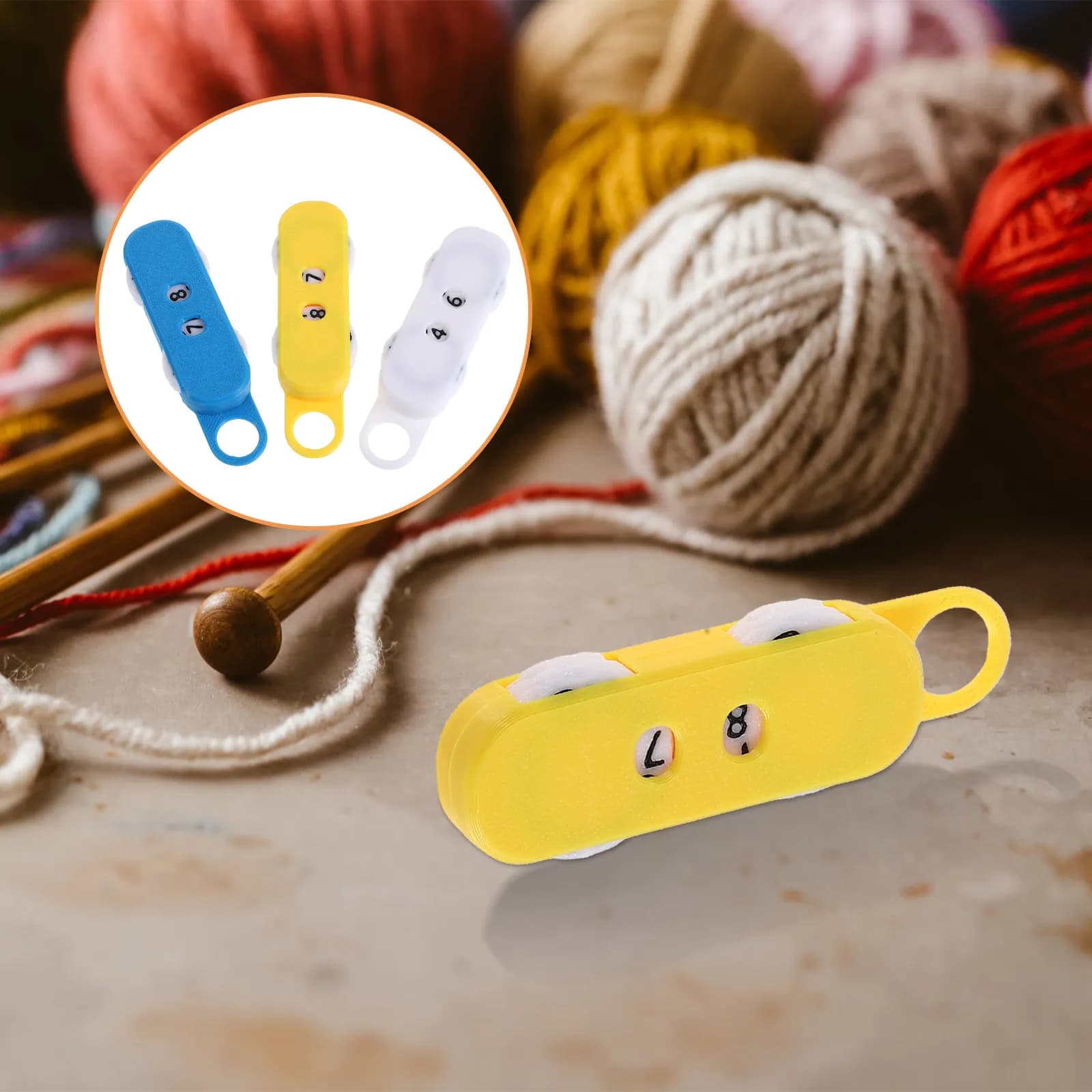 3Pcs Knitting Stitch Counter Plastic Manual Row Tally Tool Clear Numeric Display for Crochet Sweater Scarf Hat Amigurumi Weaving