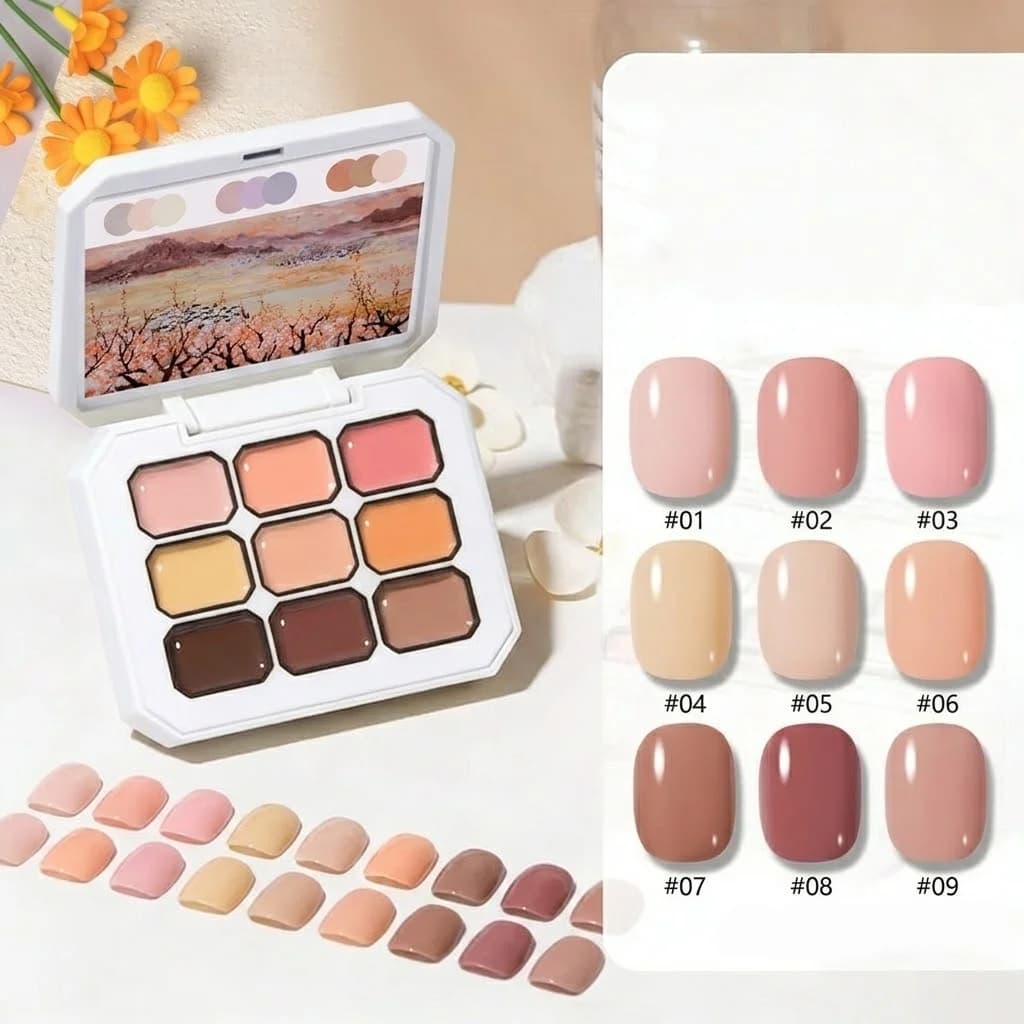 1pc 9-Grid Color Painting Gel High Saturation Thick Gradient Patting Gel UV&LED Nail Art Creation, Summer Popular