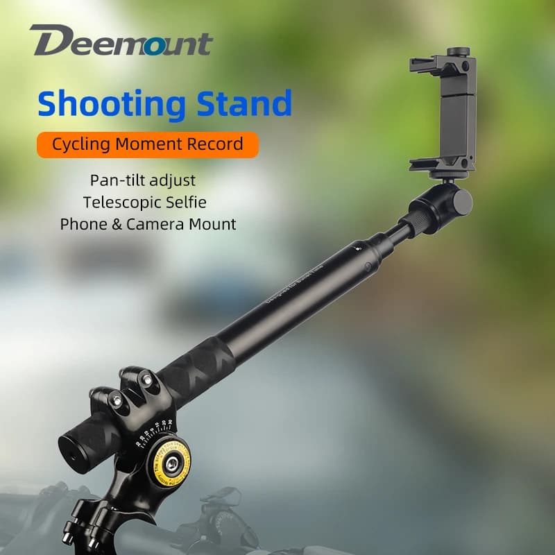 Deemount Kit selfie stick monopiede per bicicletta con staffa di montaggio su manubrio Morsetto per fotocamera per bici Supporto per telefono cellulare con pattino caldo opzionale