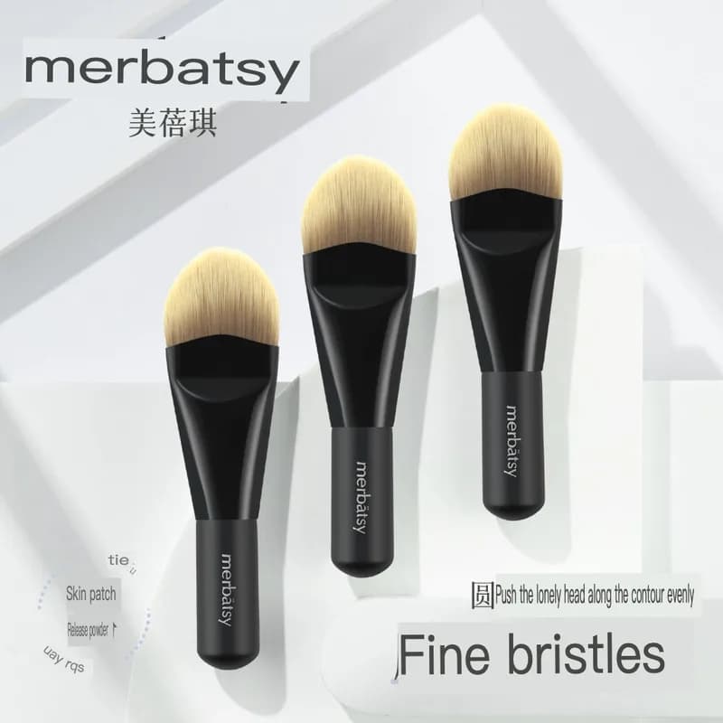 Pennello per fondotinta, Pennello per maschera ultrasottile a forma di lingua, Pennello per trucco portatile a manico corto, Senza segni di pennello, Trucco con base liscia