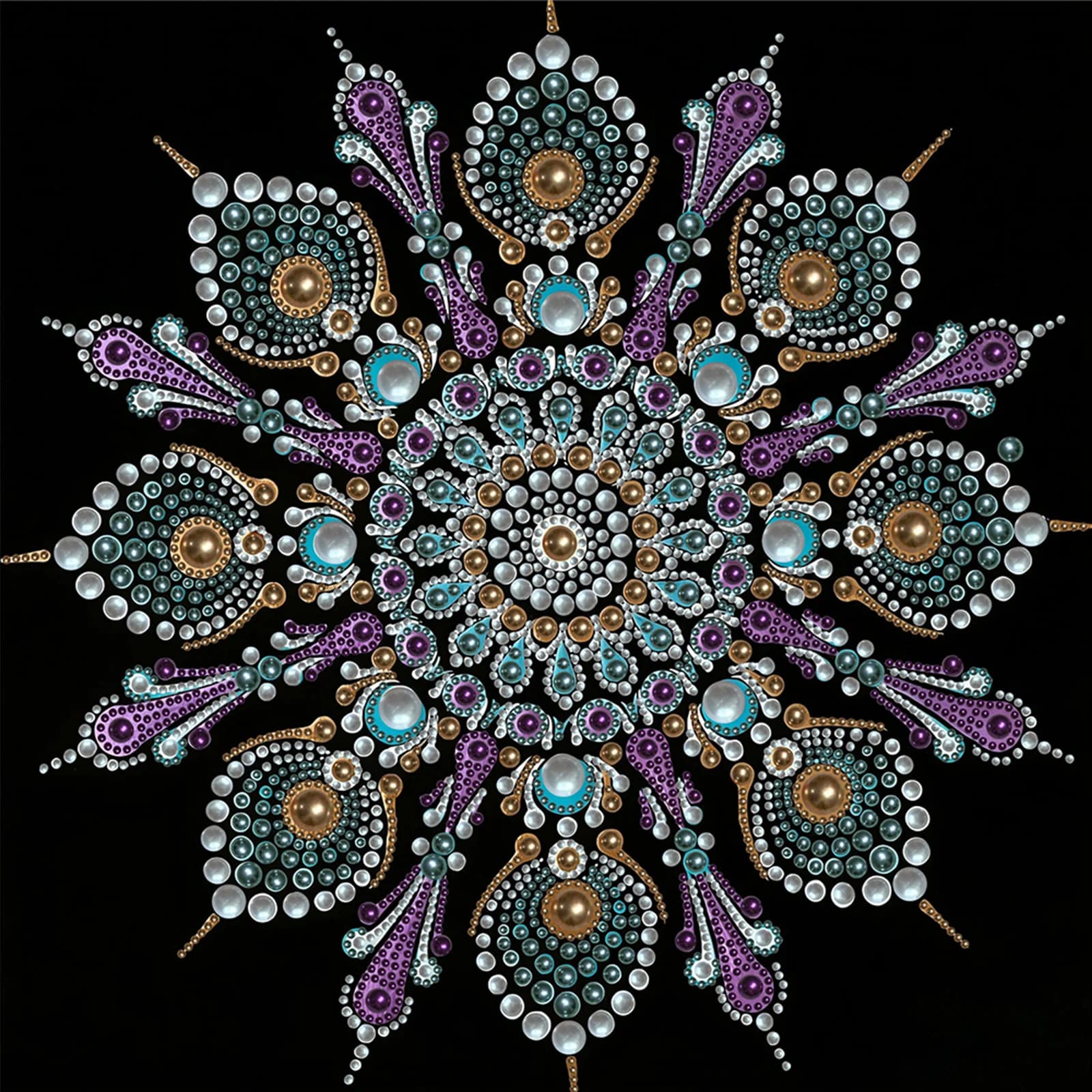 Kit Painting mandala with Pearls 25x25cm, Squares with Gems Without Frame for Adults/Princers, Gift and Home Decoration
