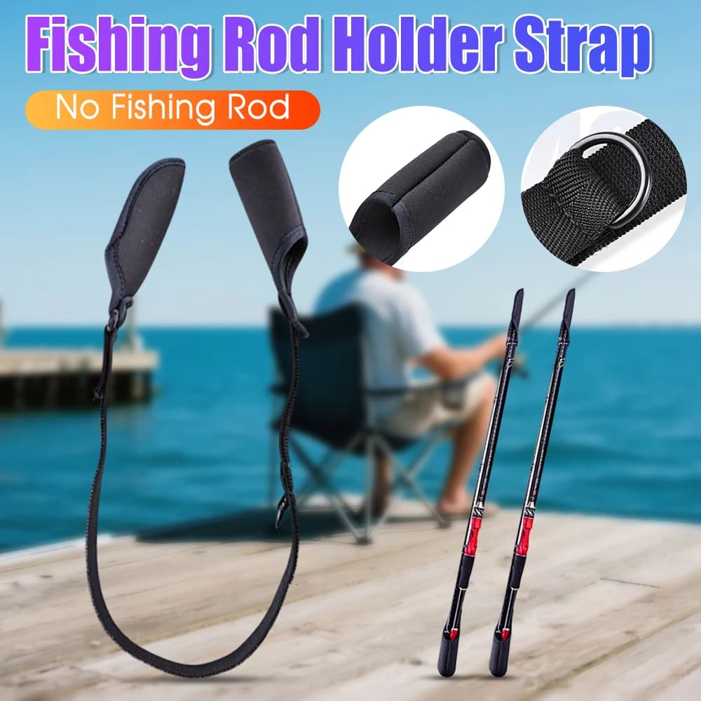 Fishing Rod Holder Strap Shockproof Fishing Rod Wrap Band Breathable Splash- Wear- Adjustable Accessories